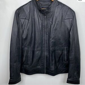 Barney’s Men's Black Leather Jacket